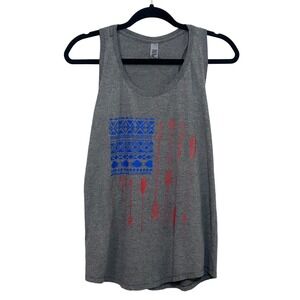 Gray Patriotic American Tank Top Womens Large Patriotic Arrow Graphic